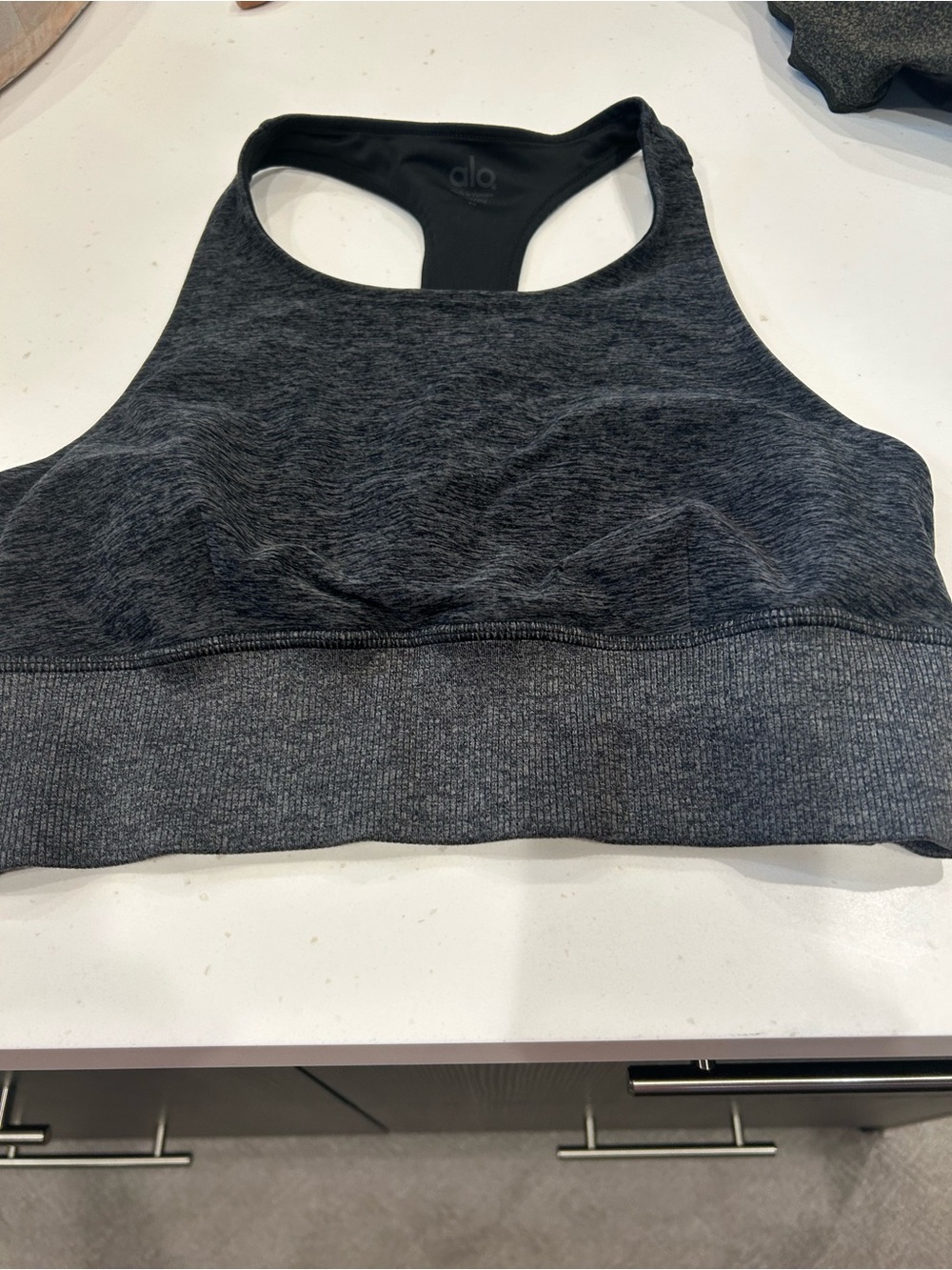 Alo yoga alo soft tWomens Dark Gray Seamless Racerback Sports Bra